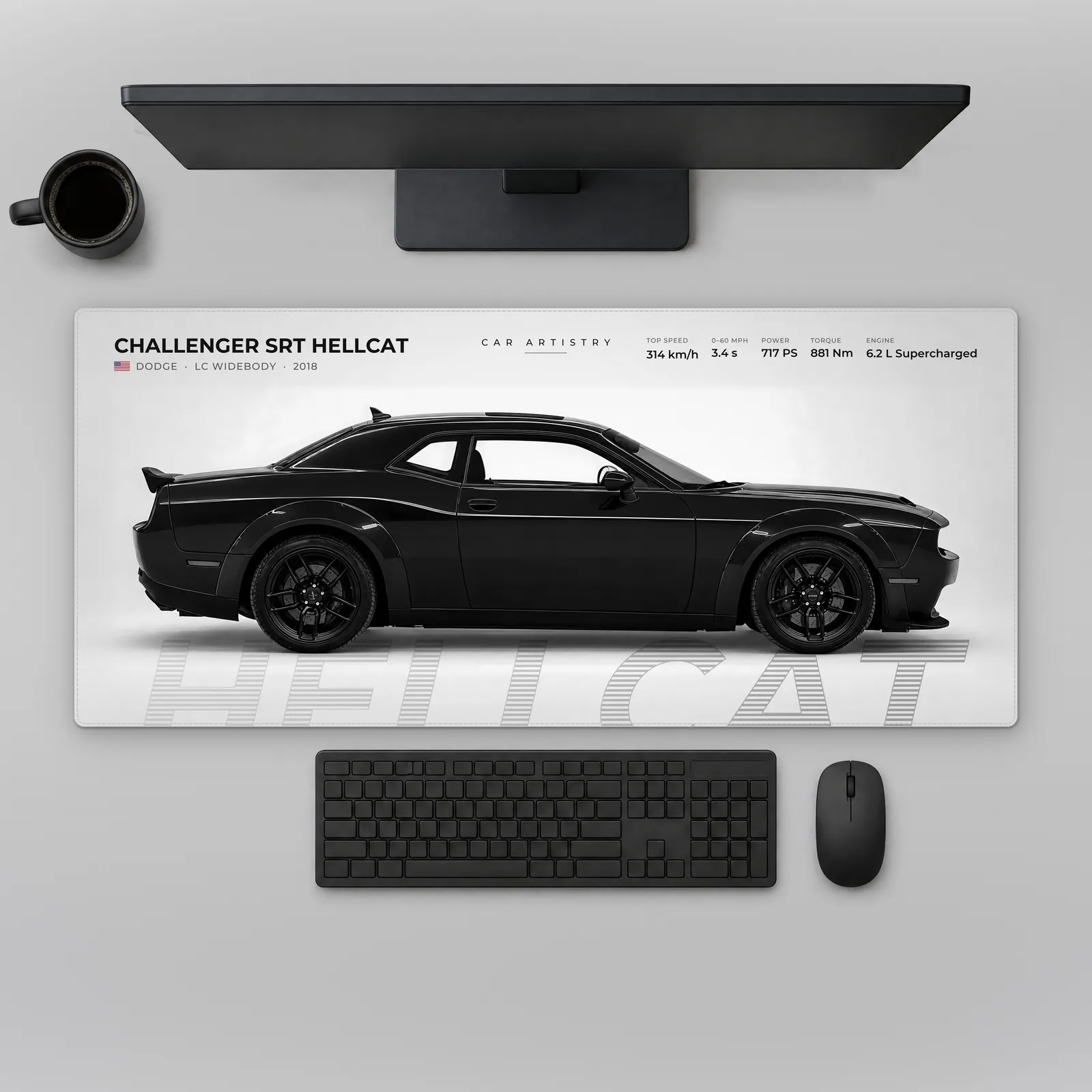 Dodge Challenger SRT Hellcat Widebody (LC) – Profile Series Mousepad