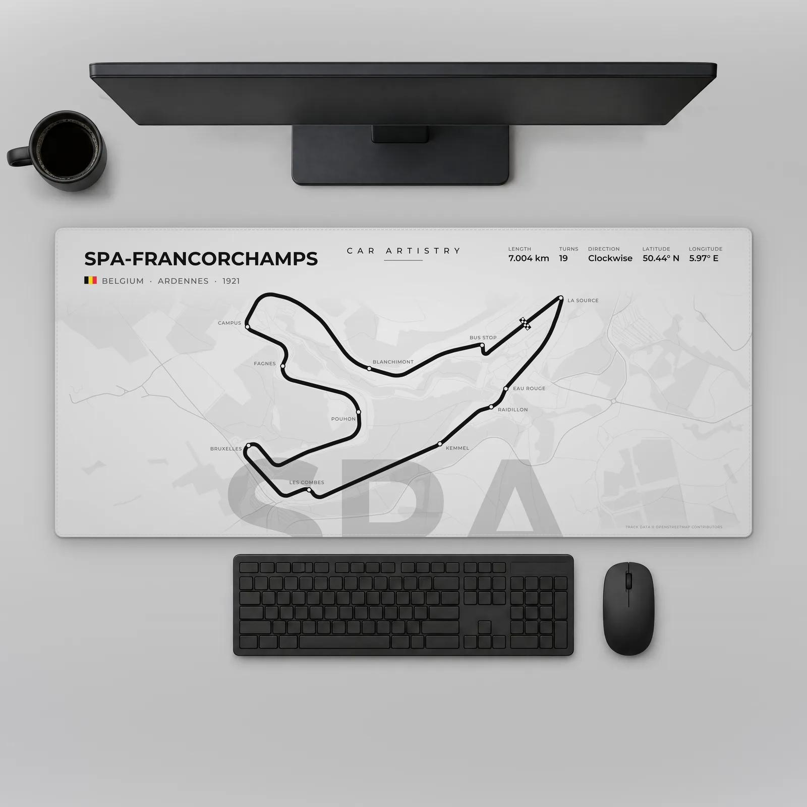 Spa-Francorchamps Racetrack – Profile Series Tapis de souris